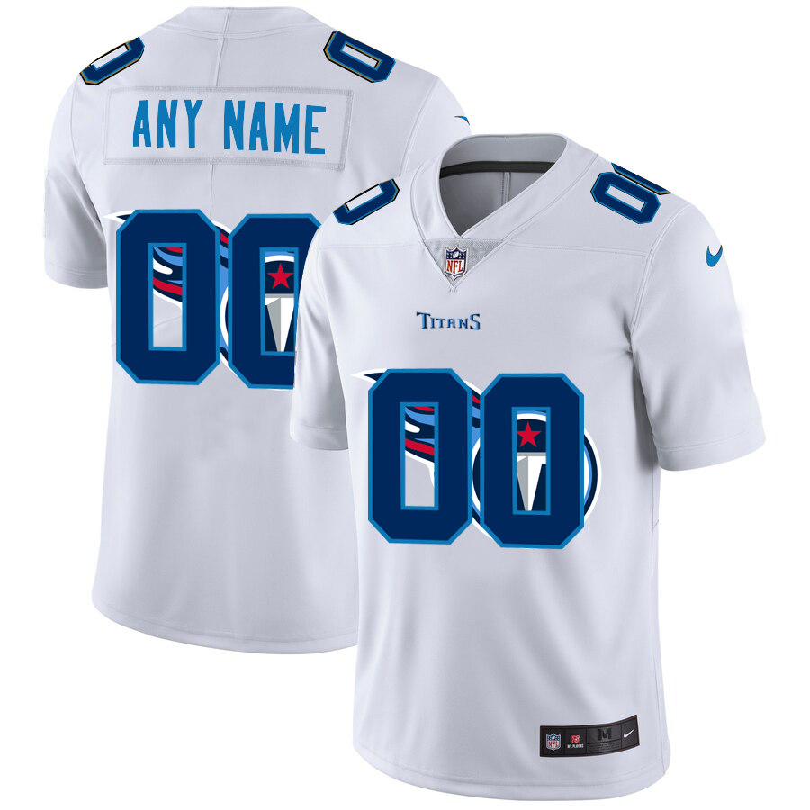 Wholesale Tennessee Titans Custom White Men Nike Team Logo Dual Overlap Limited NFL Jersey->customized nfl jersey->Custom Jersey